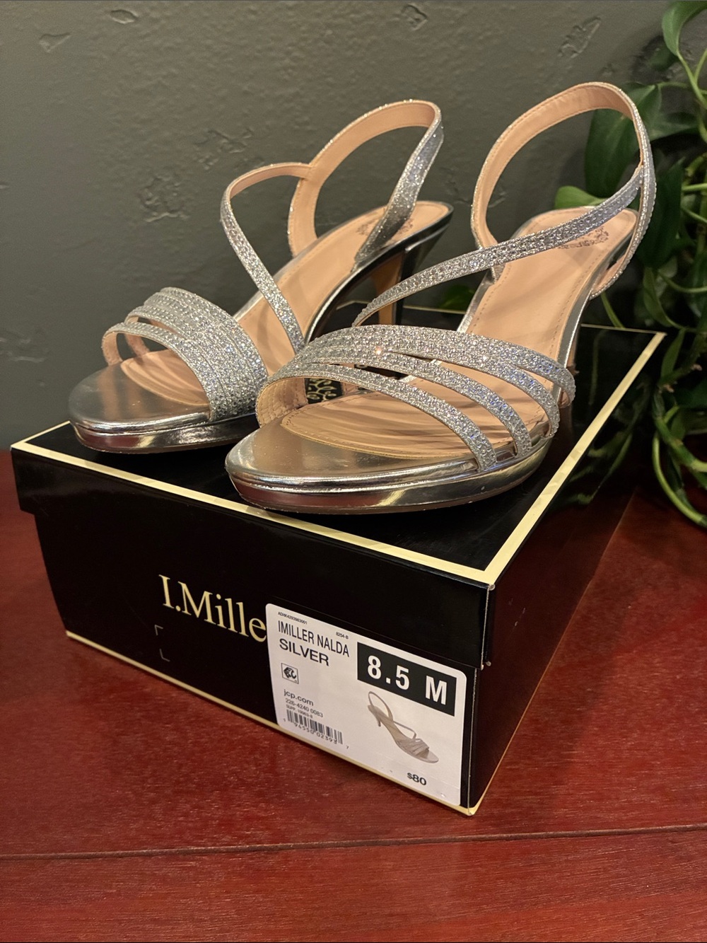 Size 8.5 Nalda Heels - I. Miller Silver Sparkly Elegant Strappy Sandals (ABBA) - Picture 13 of 16